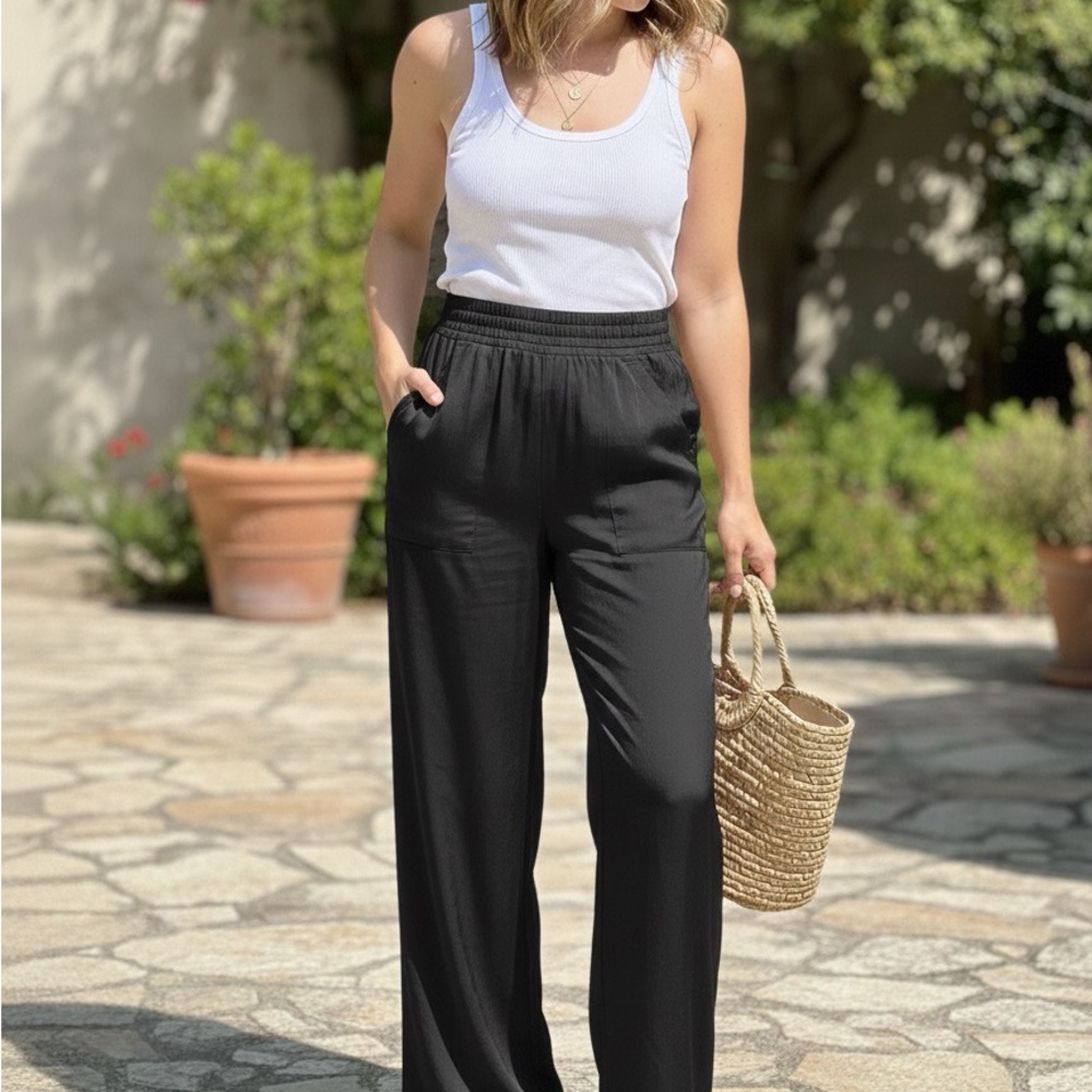 H&M Black Wide-Leg Women's Pants